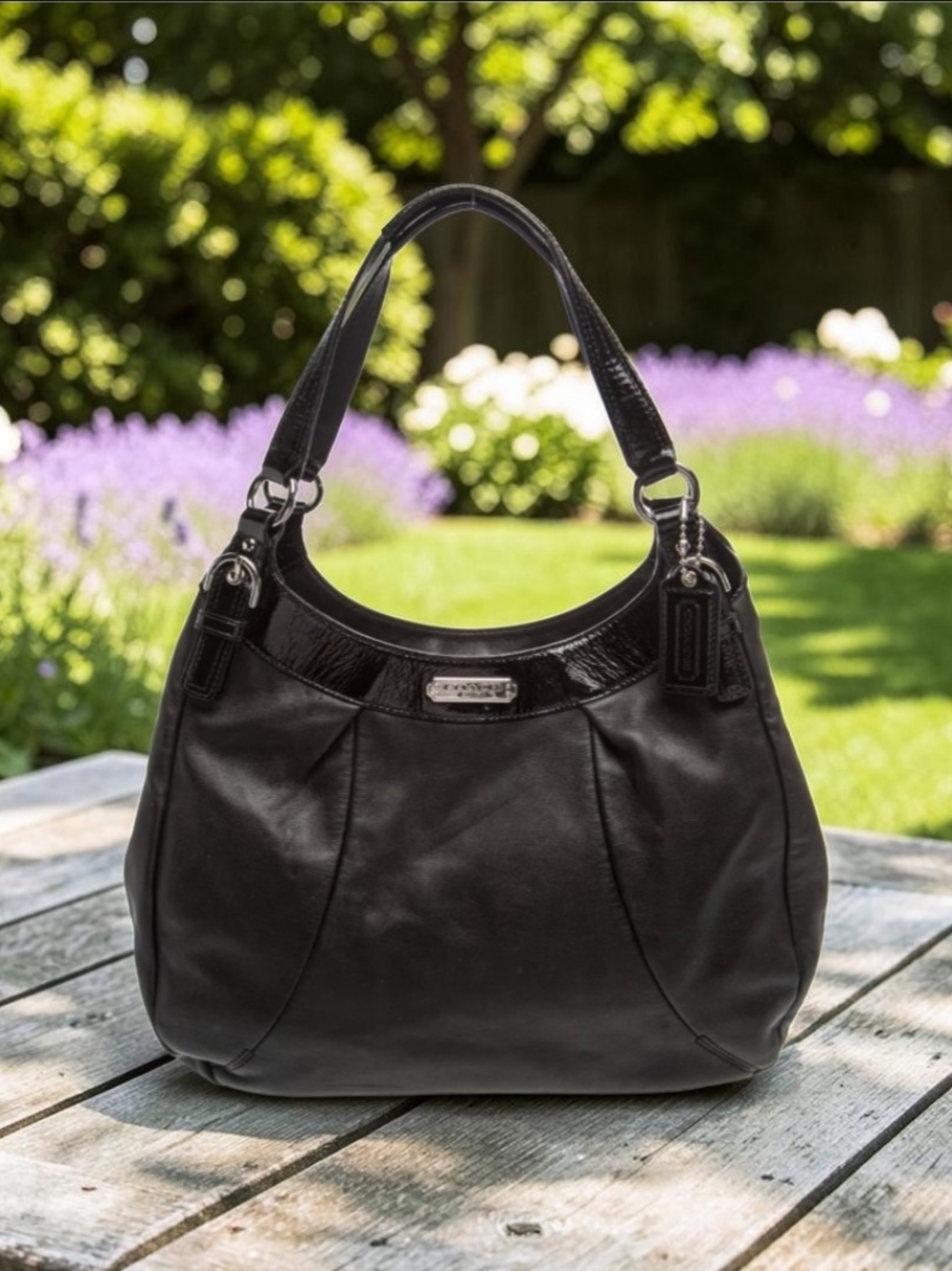 Coach Black Leather Shoulder Hobo Bag